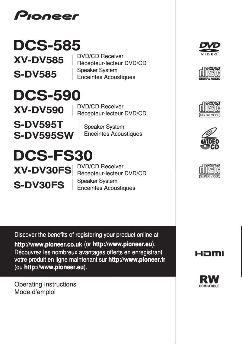 Page 1 de la notice Manuel utilisateur Pioneer DCS-585K