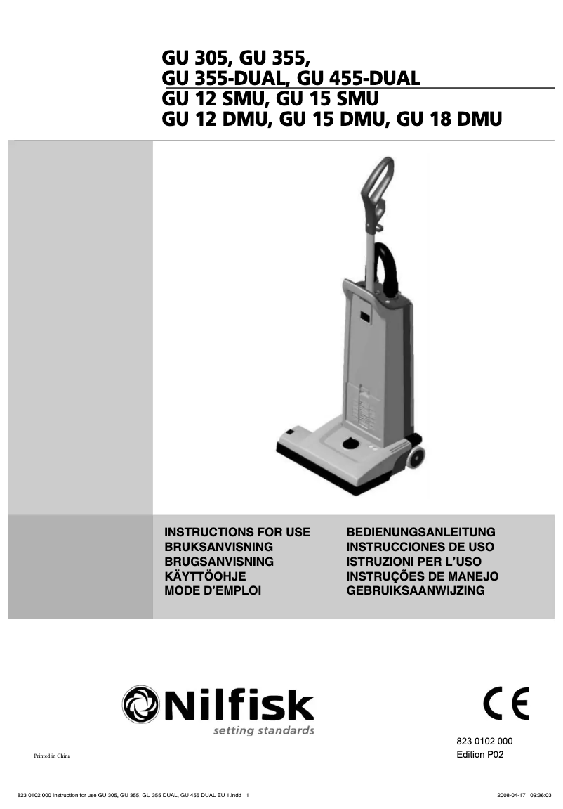 Image de la première page du manuel de l'appareil GU 305