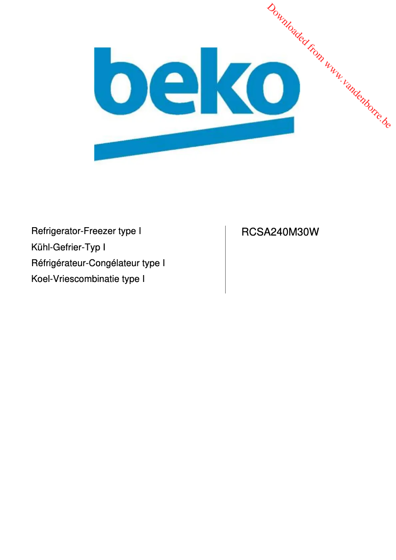 Page 1 de la notice Manuel utilisateur Beko RCSA240M30W