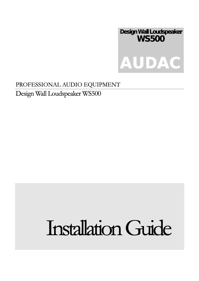 Image de la première page du manuel de l'appareil WS500