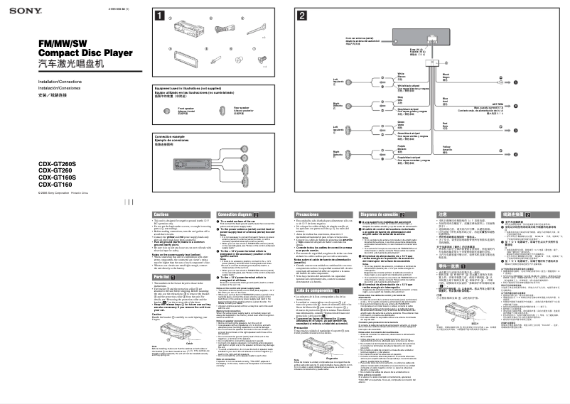 Page 1 de la notice Guide d'installation Sony CDX-GT160