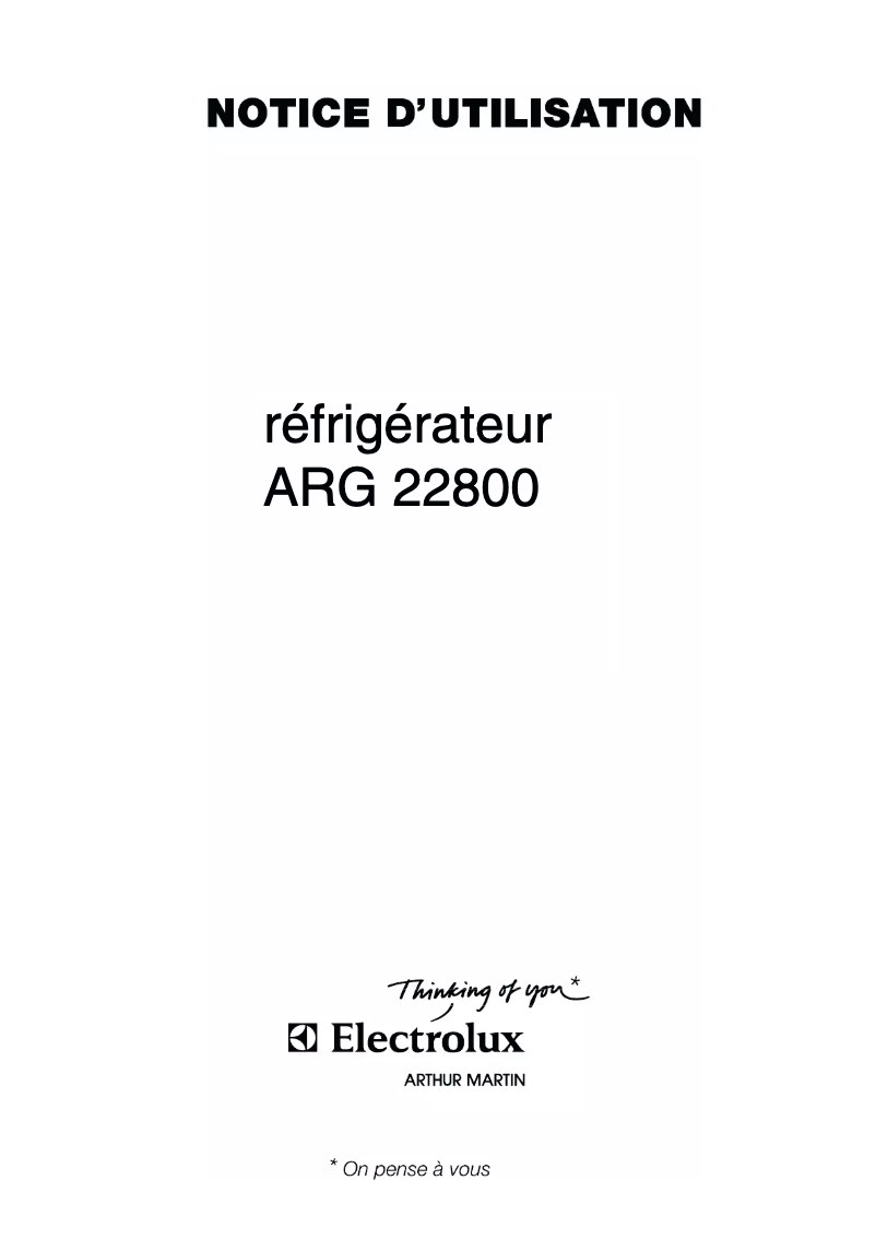 Image de la première page du manuel de l'appareil ARG22800