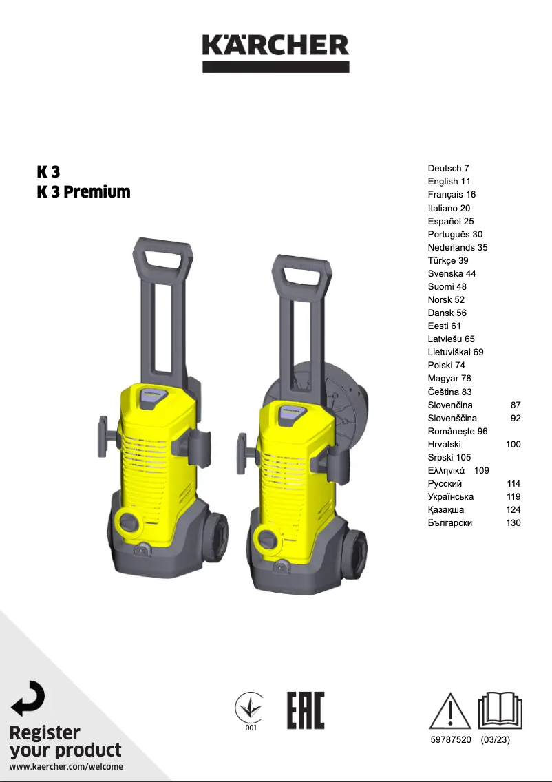 Page n°1 - Manuel utilisateur Kärcher K 3 Home T 150