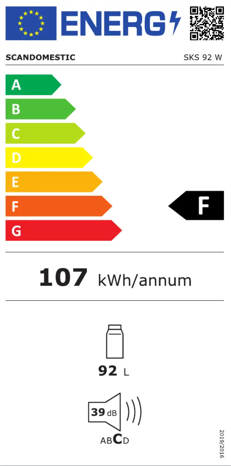 Page n°1 - Label énergétique Scandomestic SKS 92 W