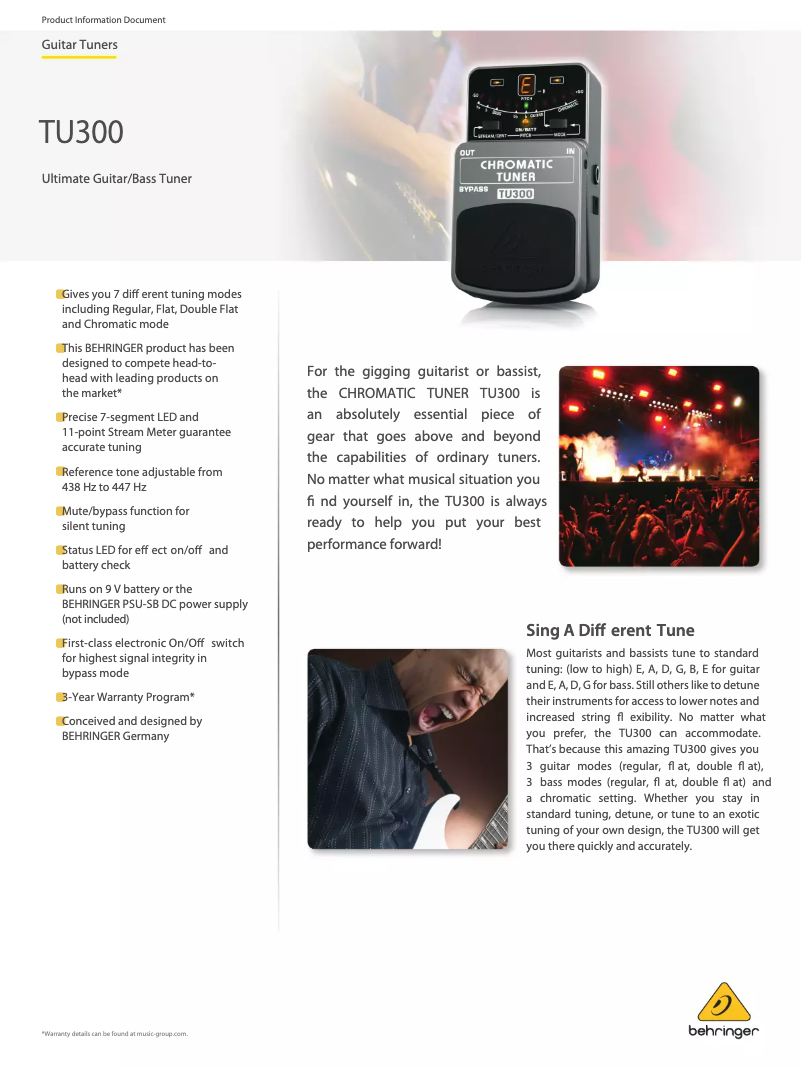 Imagen de la primera página del manual del dispositivo TU300