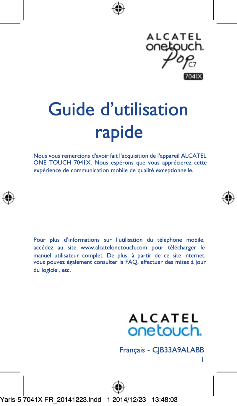 Page n°1 - Manuel utilisateur Alcatel One Touch POP C7 7041D