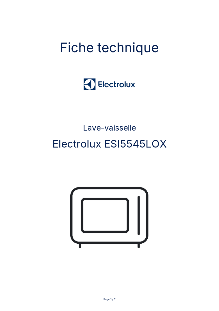 Image de la première page du manuel de l'appareil ESI5545LOX