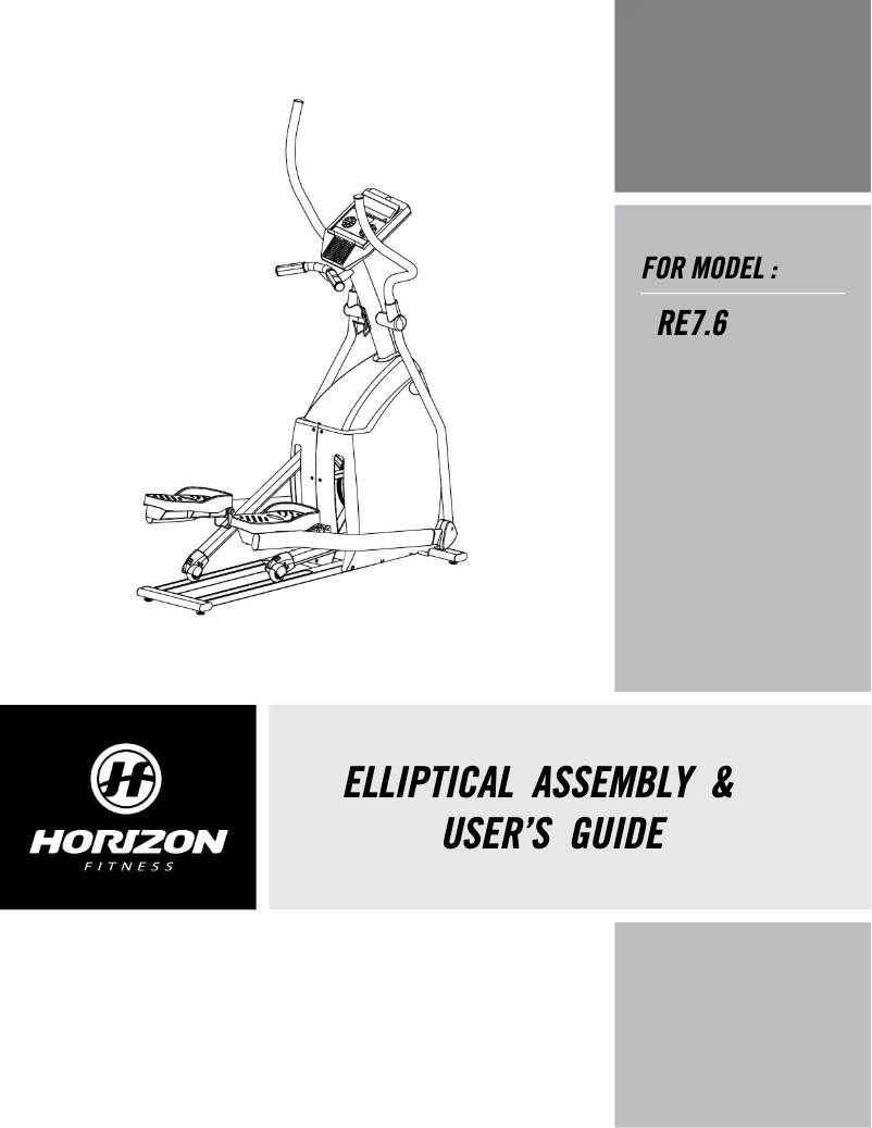 Page 1 de la notice Manuel utilisateur Horizon Fitness RE7.6