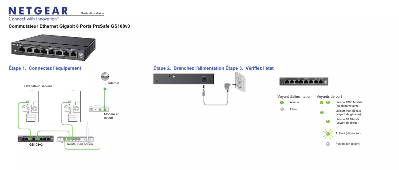 Página 1 del manual Guía de instalación Netgear ProSafe GS108