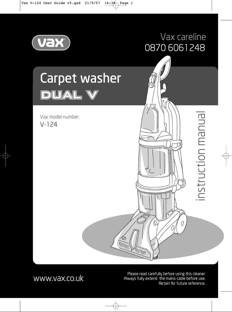 Image de la première page du manuel de l'appareil Dual V V-124