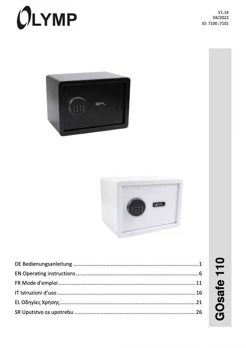 Image de la première page du manuel de l'appareil GOsafe 110