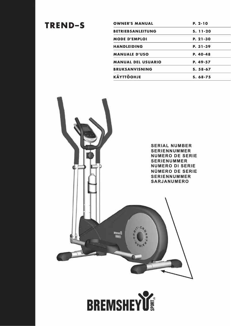 Page 1 de la notice Manuel utilisateur Bremshey Trend-S