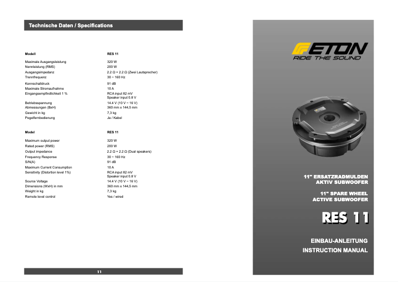 Page 1 de la notice Manuel utilisateur Eton RES 11