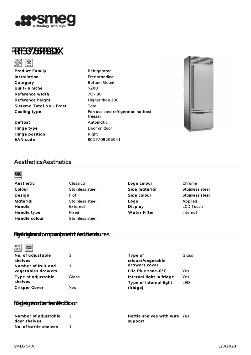 Page n°1 - Brochure Smeg RF376RSIX