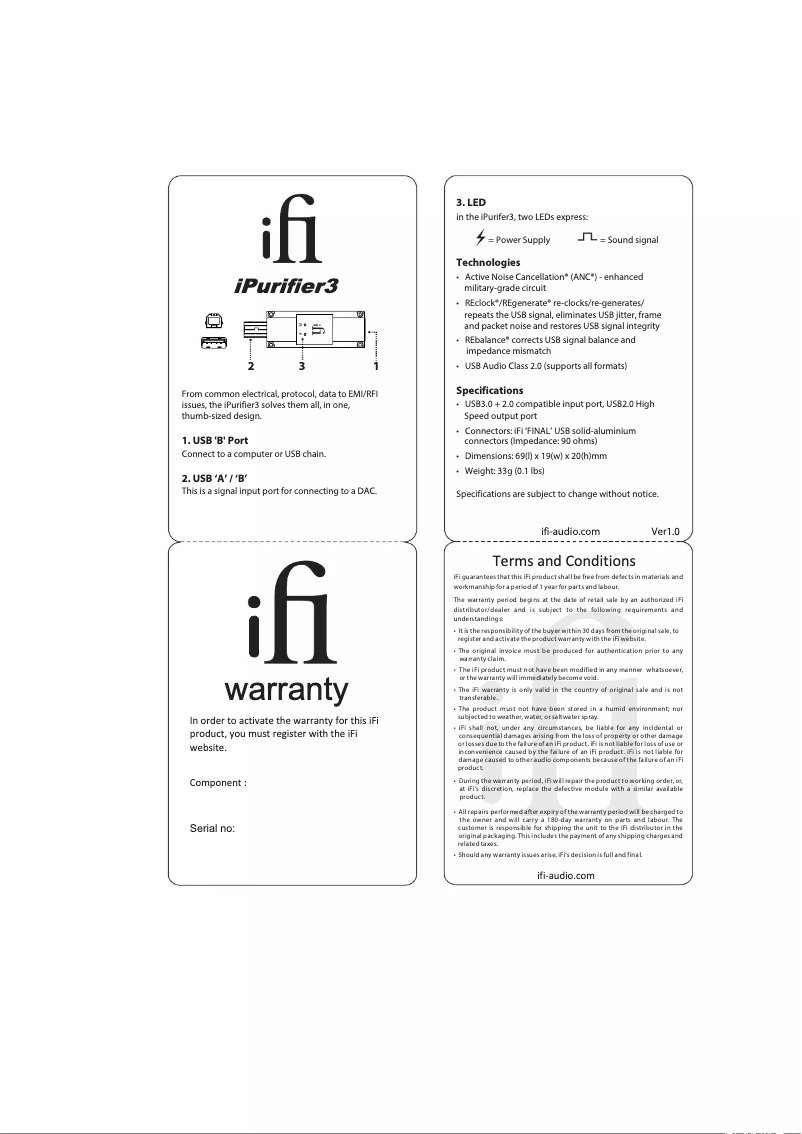 Image de la première page du manuel de l'appareil iPurifier 3