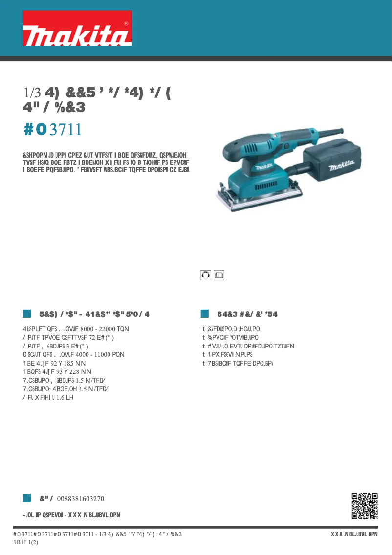 Page 1 de la notice Fiche technique Makita BO3711