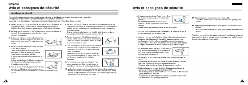 Page n°1 - Manuel utilisateur Samsung DVD-L200