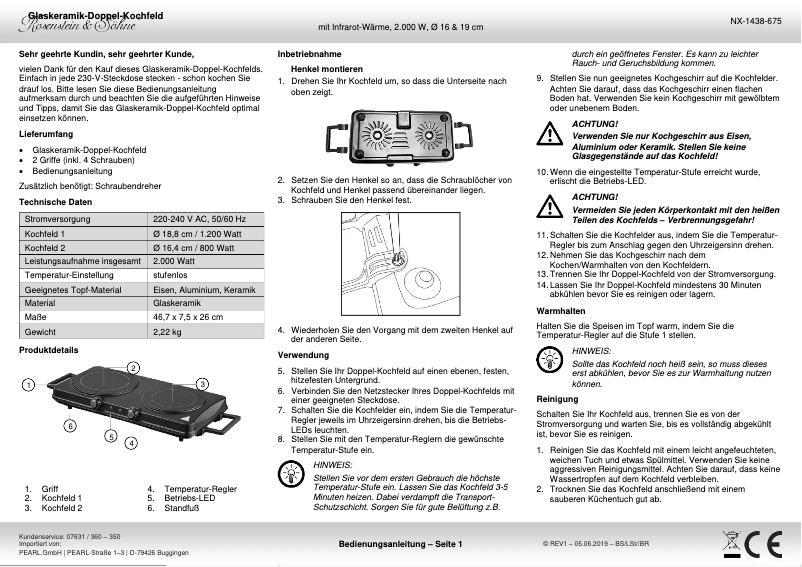 Page n°1 - Manuel utilisateur Rosenstein & Söhne NX-1438-919