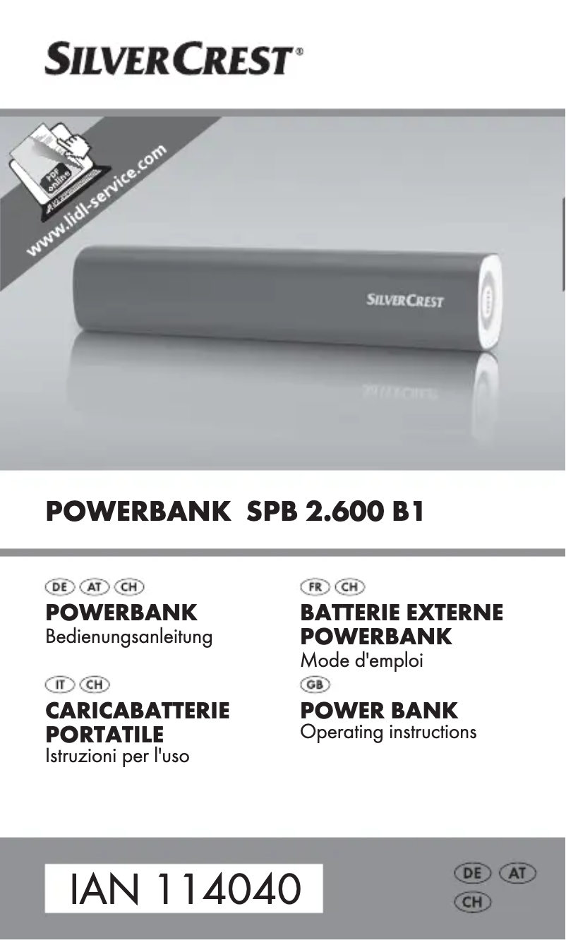 Page 1 de la notice Manuel utilisateur SilverCrest SPB 2.600 B1