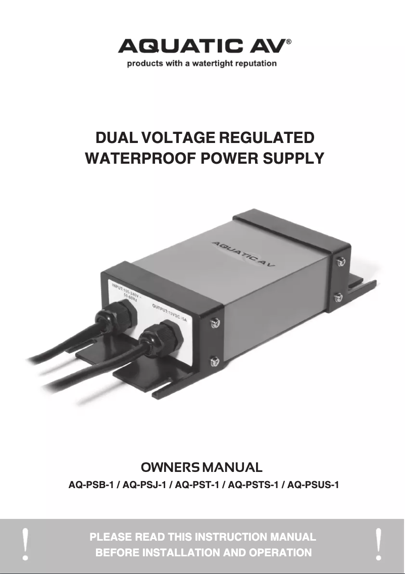 Page n°1 - Manuel utilisateur Aquatic AV AQ-PSB-1