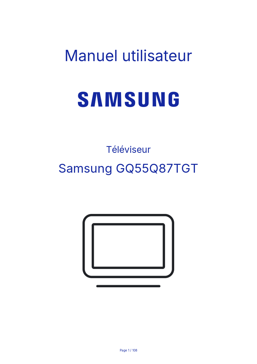 Page n°1 - Manuel utilisateur Samsung GQ55Q87TGT