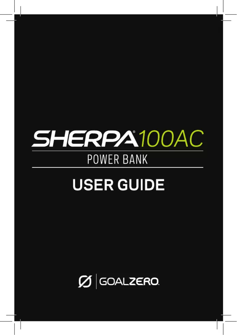 Page n°1 - Manuel utilisateur Goal Zero Sherpa 100AC