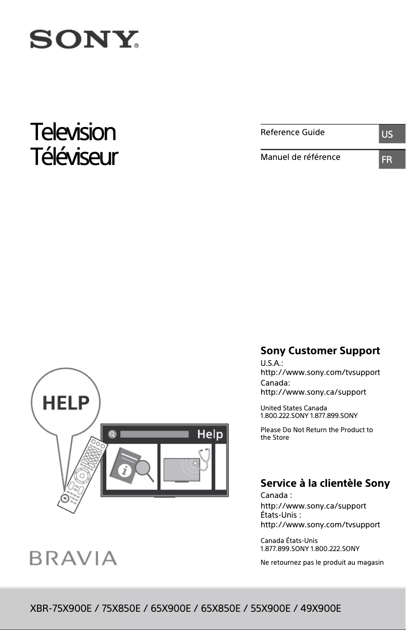 Page 1 de la notice Manuel utilisateur Sony XBR65X900E