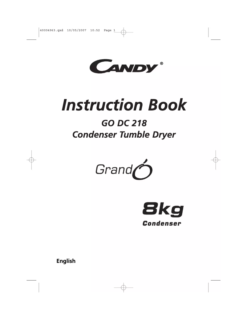 Page n°1 - Manuel utilisateur Candy GO C 218-80