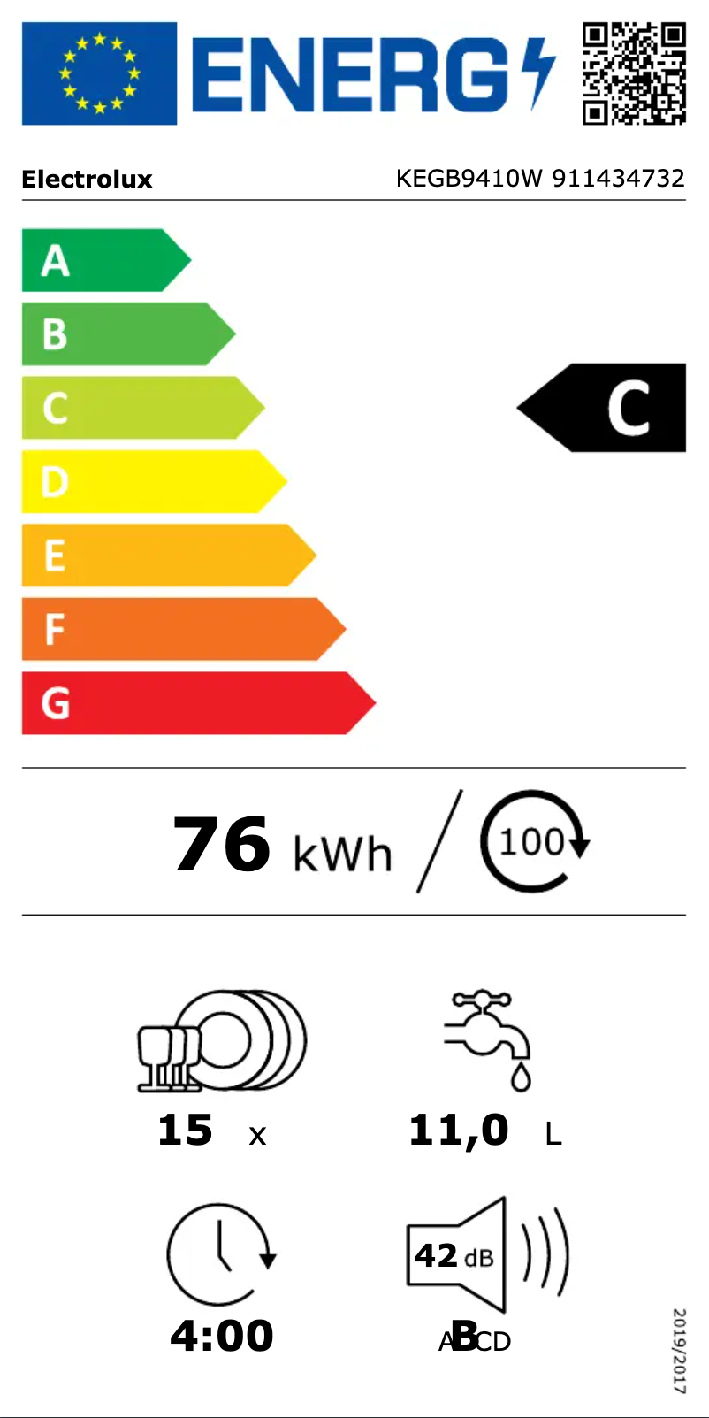 Page n°1 - Label énergétique Electrolux KEGB9410W