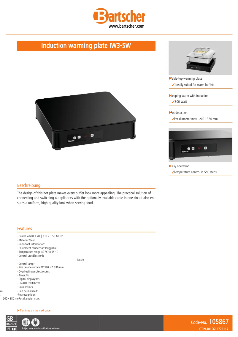 Image de la première page du manuel de l'appareil IW3-SW