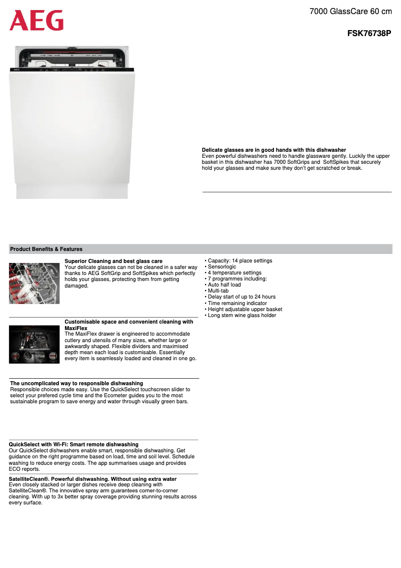Page 1 de la notice Fiche technique AEG FSK76738P