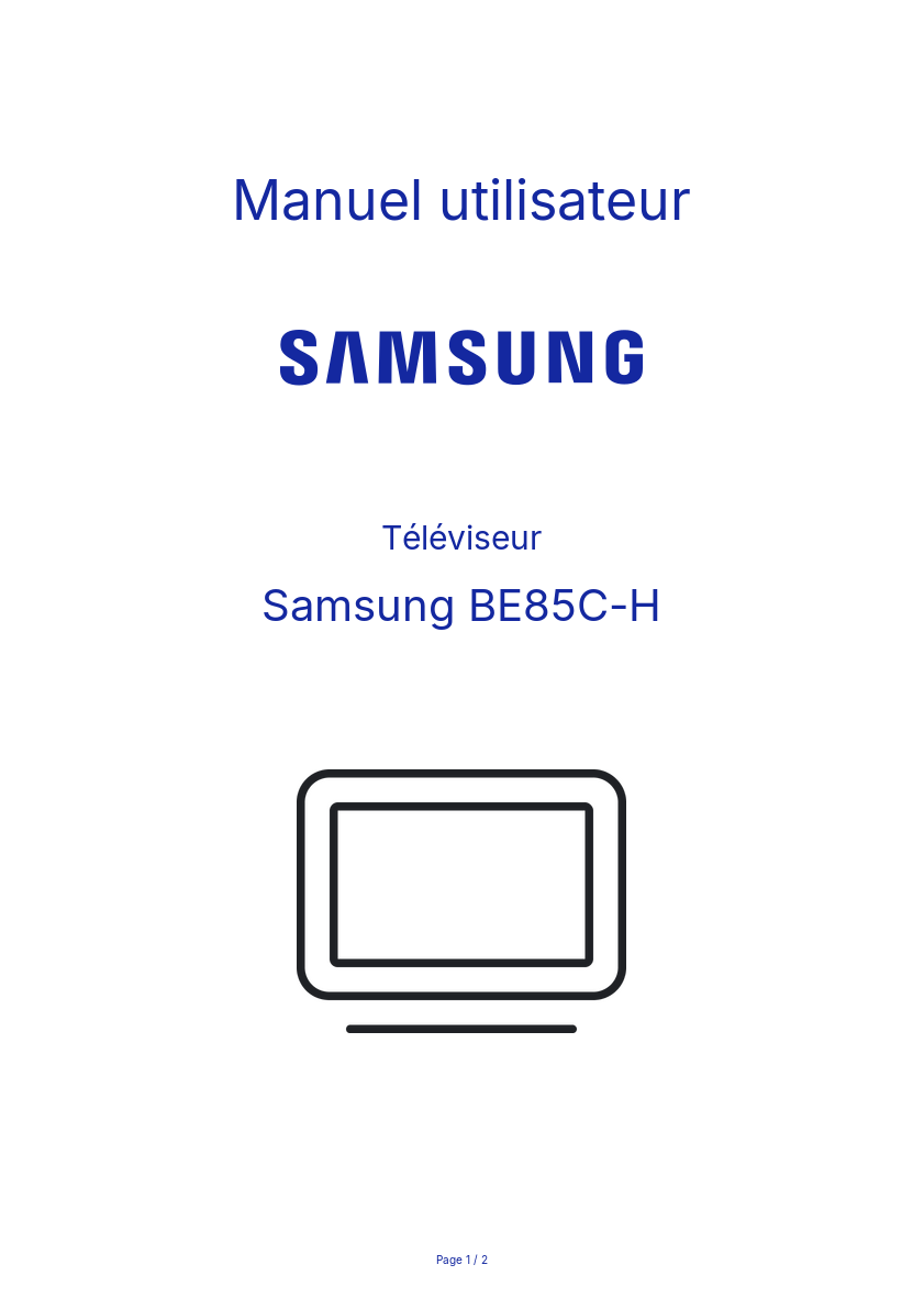 Image de la première page du manuel de l'appareil BE85C-H
