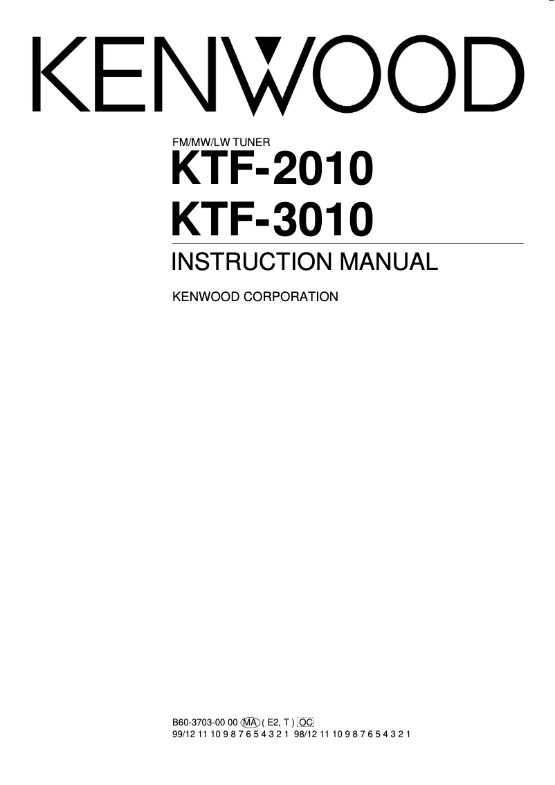Page n°1 - Manuel utilisateur Kenwood KTF-3010