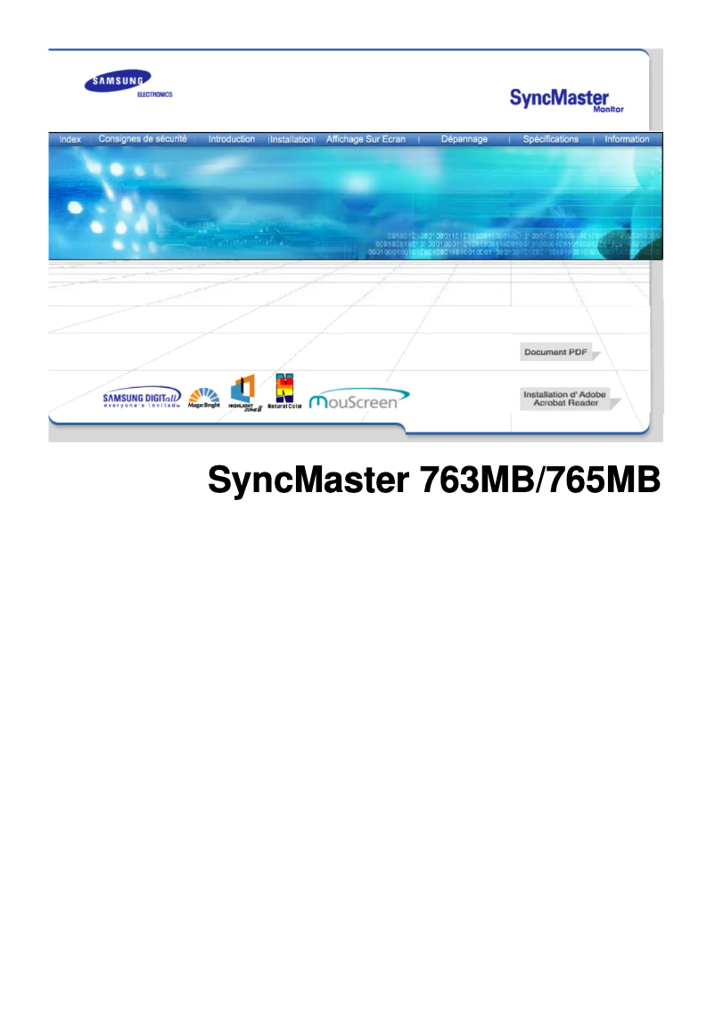 Page 1 de la notice Manuel utilisateur Samsung SyncMaster 763MB