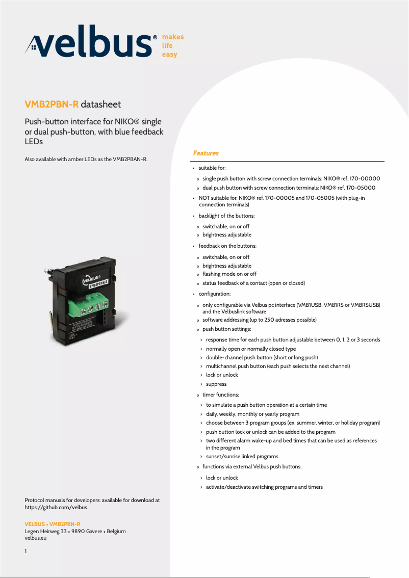 Image de la première page du manuel de l'appareil VMB2PBN