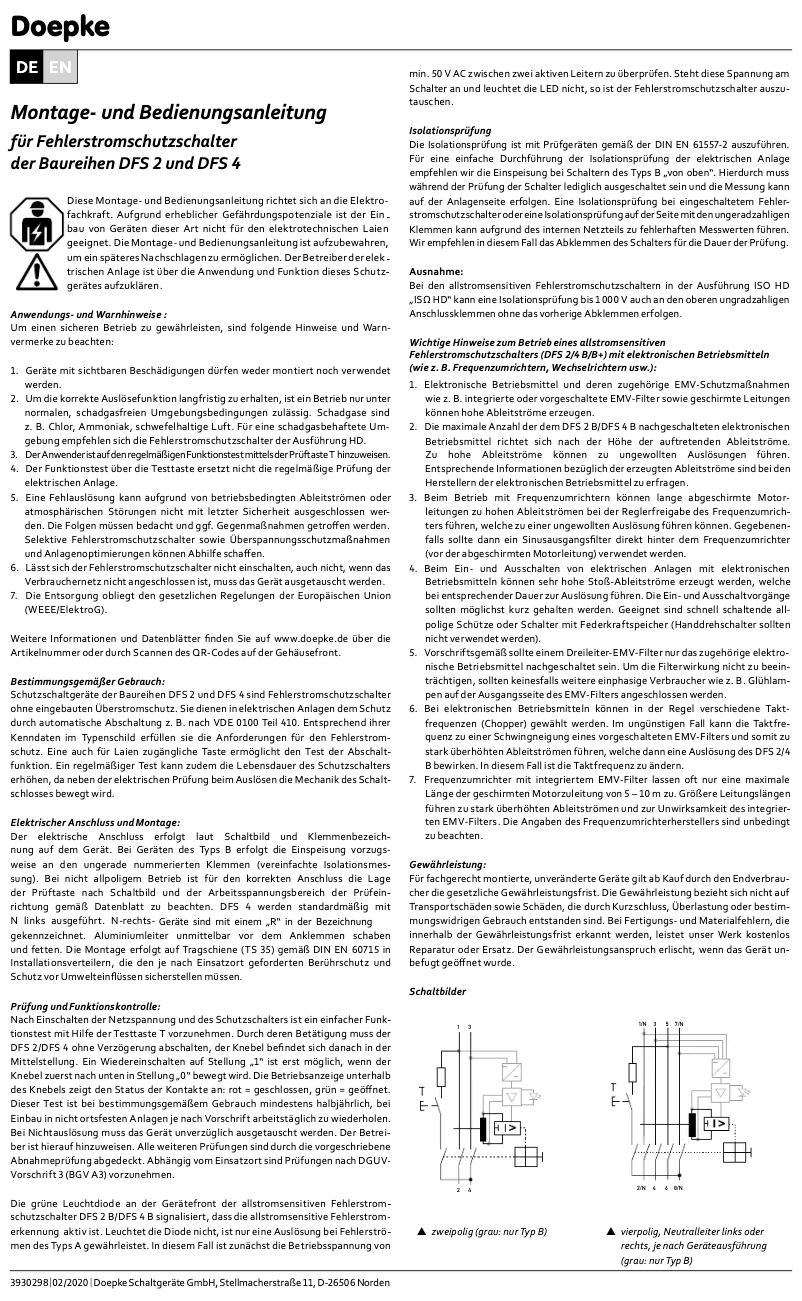 Page n°1 - Manuel utilisateur Doepke DFS 2 100-2/0