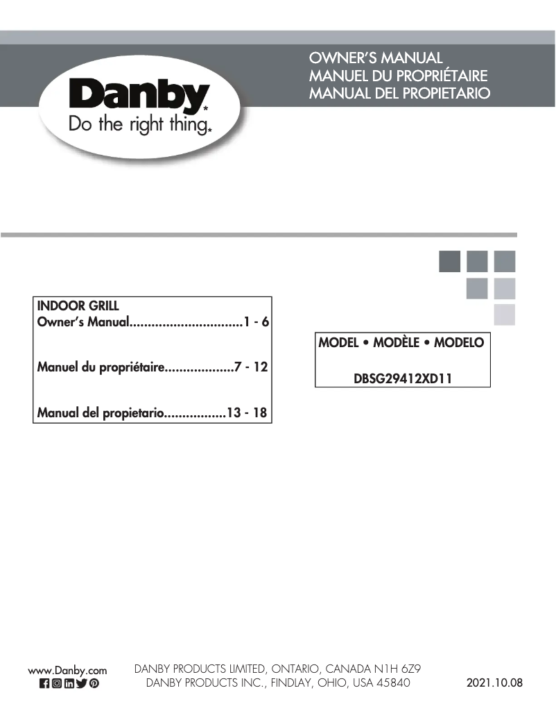 Page 1 de la notice Manuel utilisateur Danby DBSG29412XD11