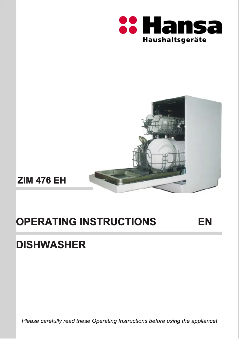 Page 1 de la notice Manuel utilisateur Hansa ZIM 476 EH