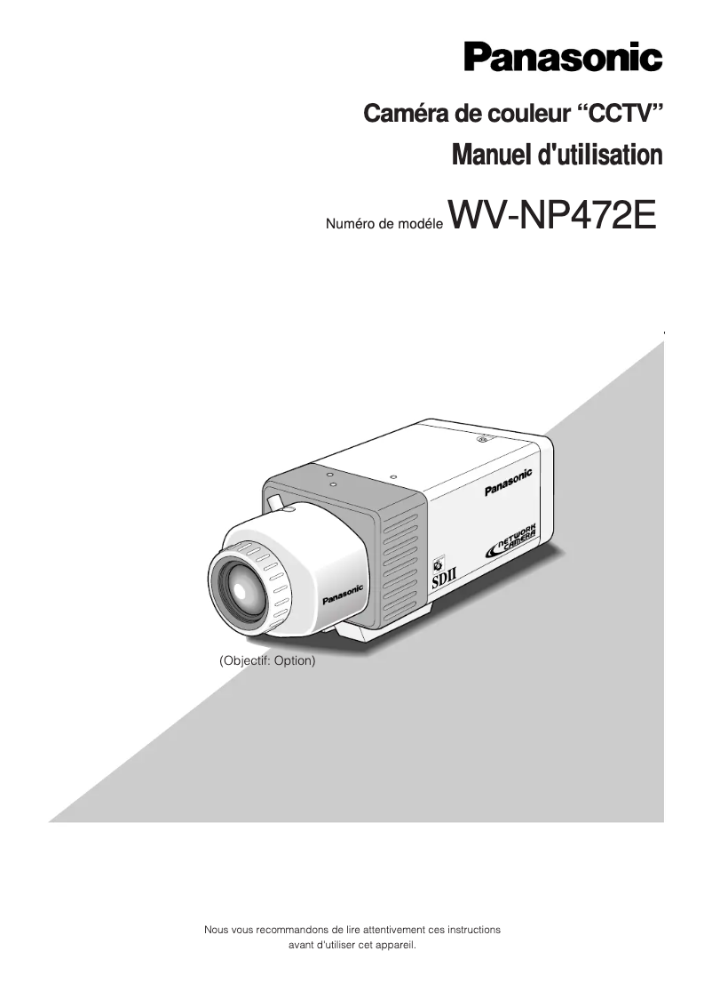 Page 1 de la notice Manuel utilisateur Panasonic WV-NP472