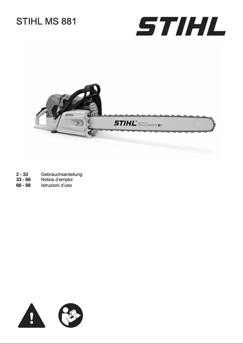 Page n°1 - Manuel utilisateur Stihl MS 881