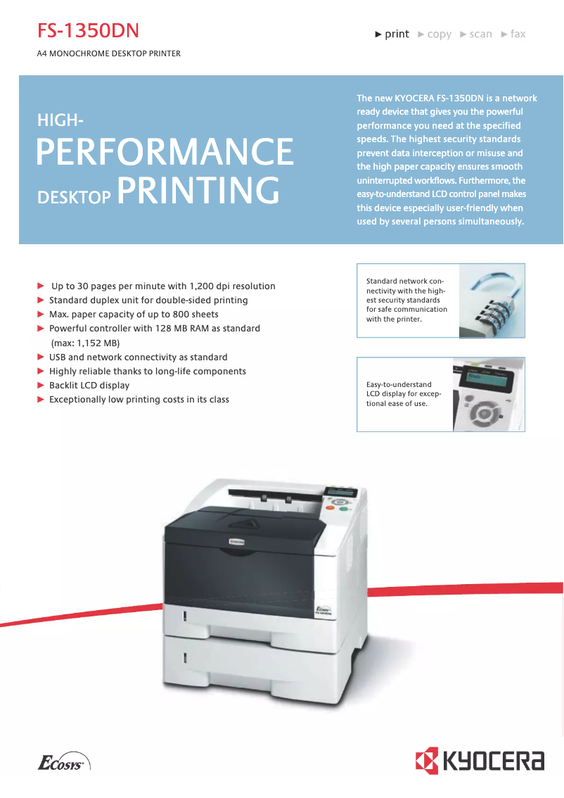 Image de la première page du manuel de l'appareil FS-1350DN