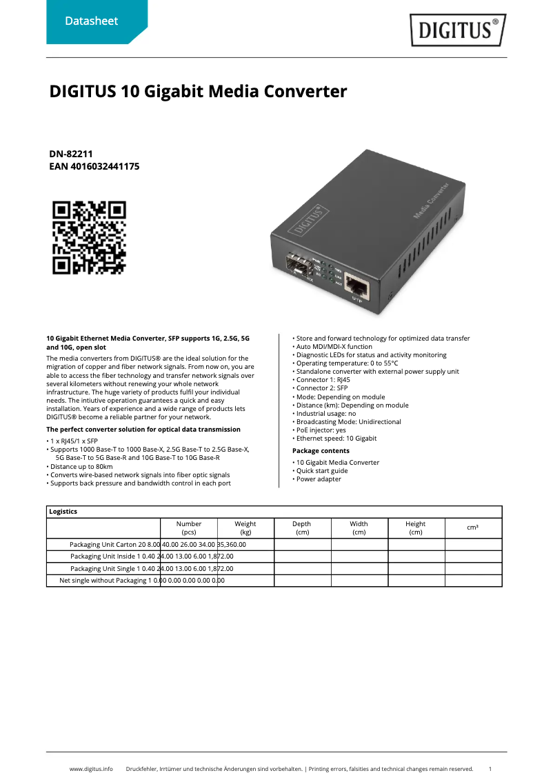 Imagen de la primera página del manual del dispositivo DN-82211