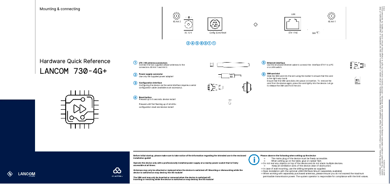 Page n°1 - Manuel utilisateur Lancom 730-4G+
