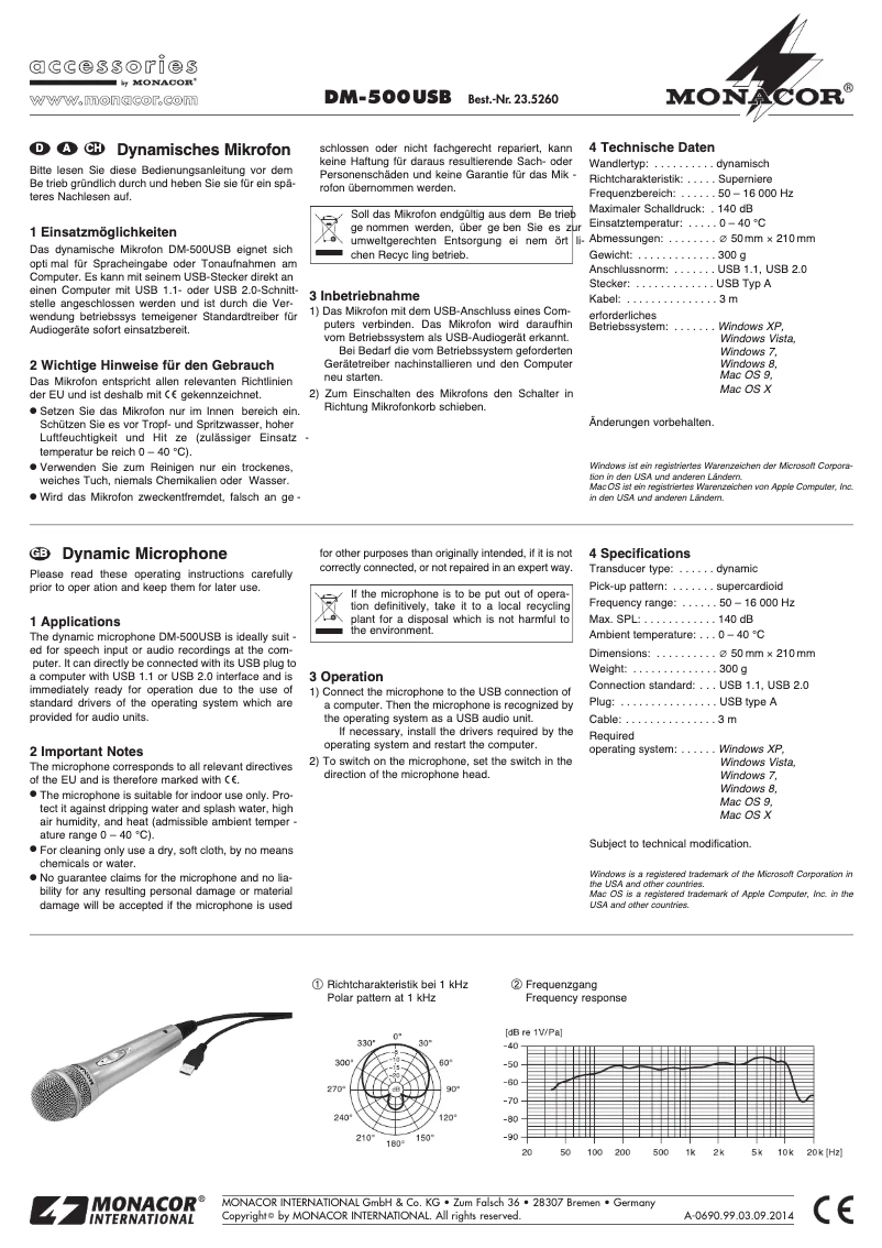 Image de la première page du manuel de l'appareil DM-500USB
