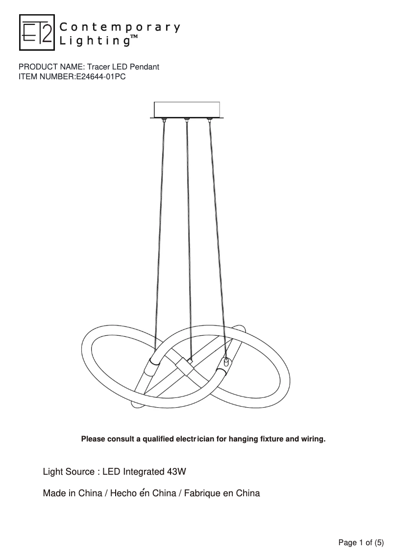 Page n°1 - Manuel utilisateur ET2 Tracer E24644-01PC