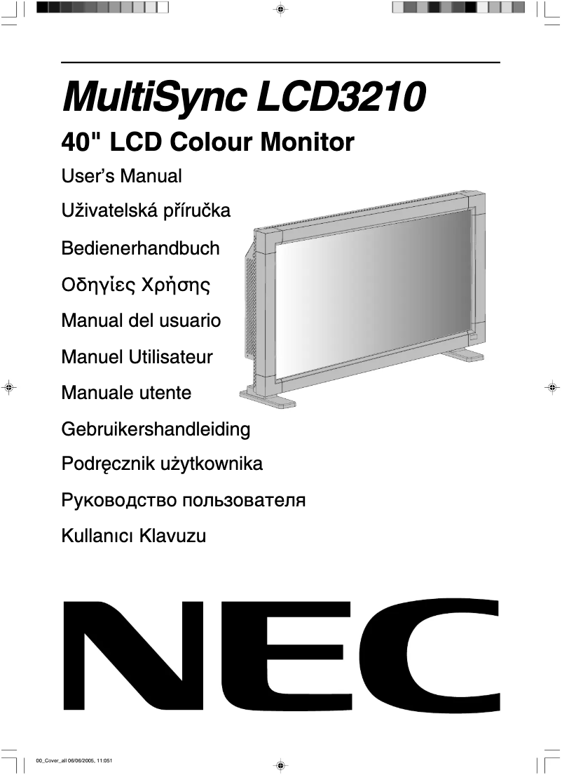 Page 1 de la notice Manuel utilisateur NEC MultiSync LCD3210