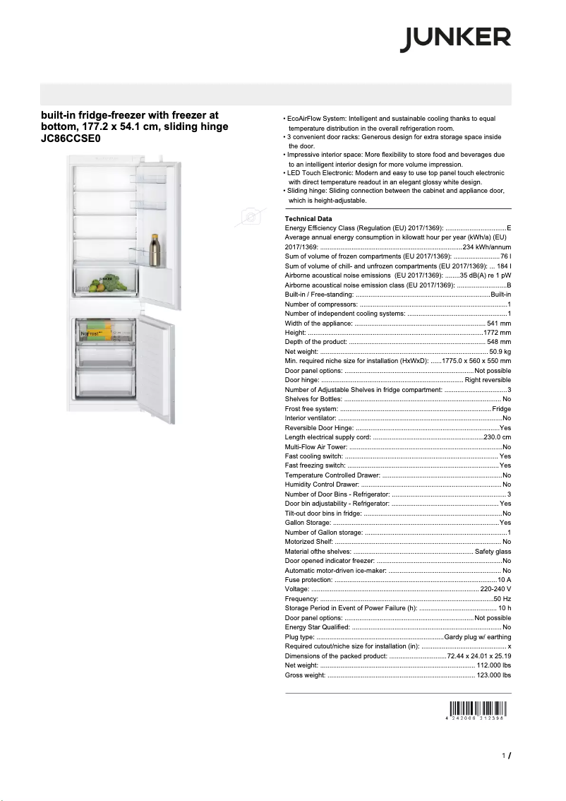 Image de la première page du manuel de l'appareil JC86CCSE0