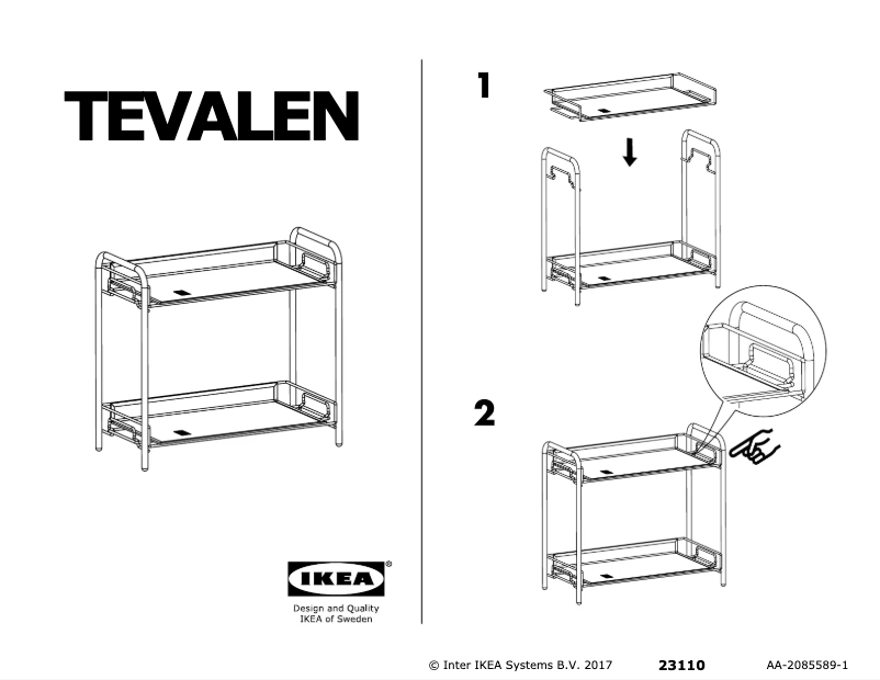 Page 1 de la notice Manuel utilisateur Ikea TEVALEN 104.242.54
