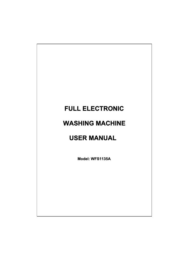 Page n°1 - Manuel utilisateur Brandt WFS1135A