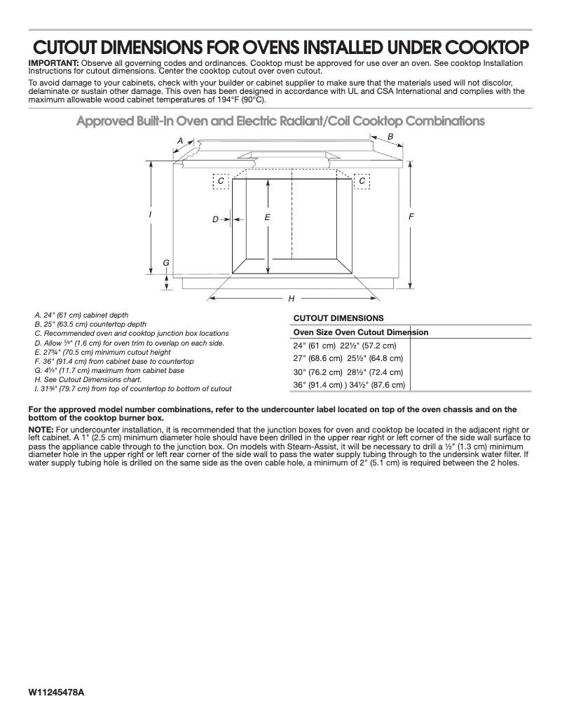 Page 1 de la notice Dessin technique Whirlpool WCE55US0HW